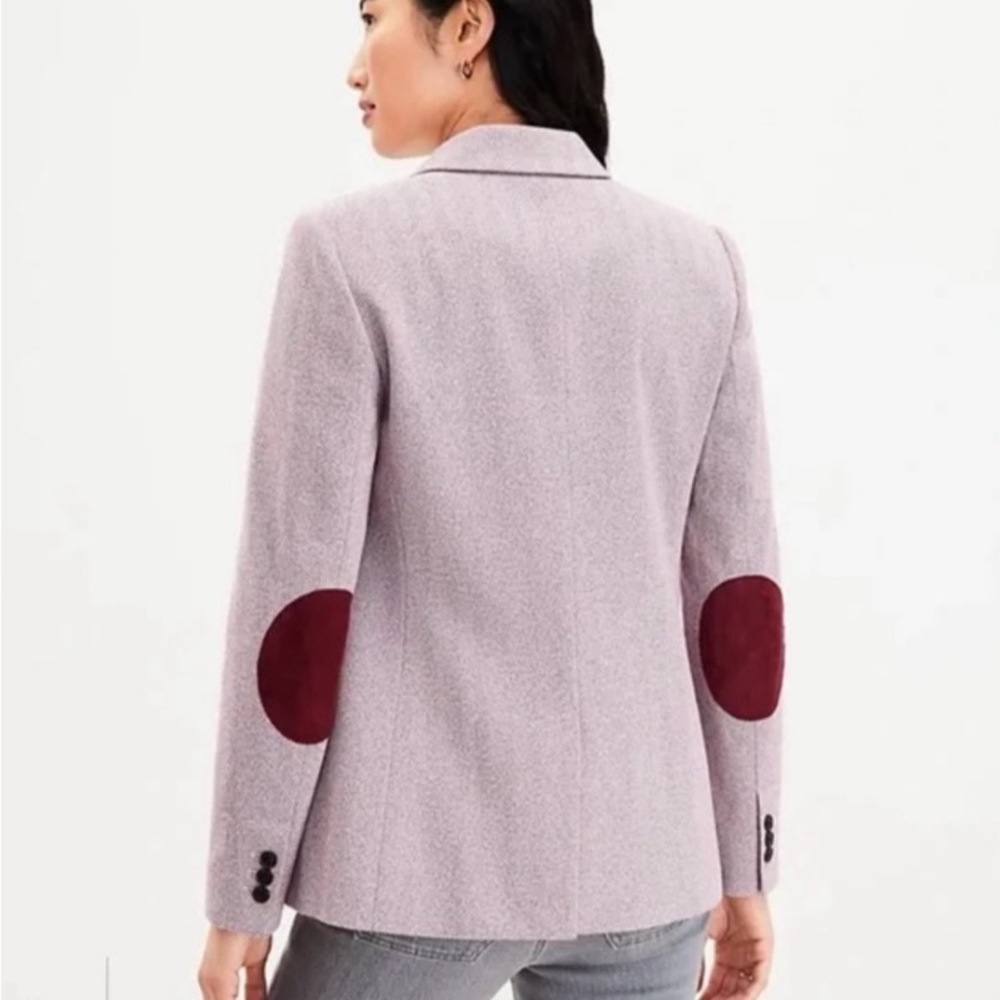 LOFT Women's burgundy and cream Blazer with Elbow patches size 12 NWT